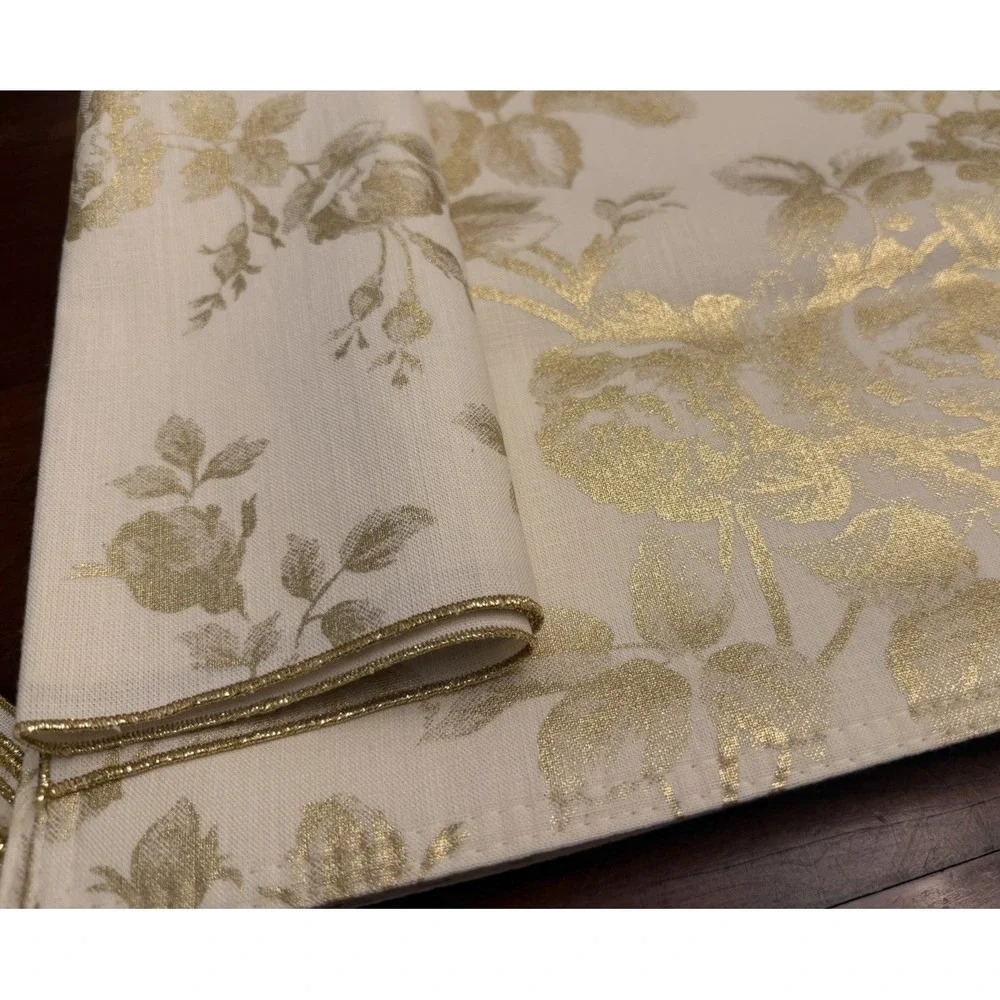 Matouk La Table d'Or Champagne Damask Placemats‎ & Napkins Set of 8 Luxury Gold